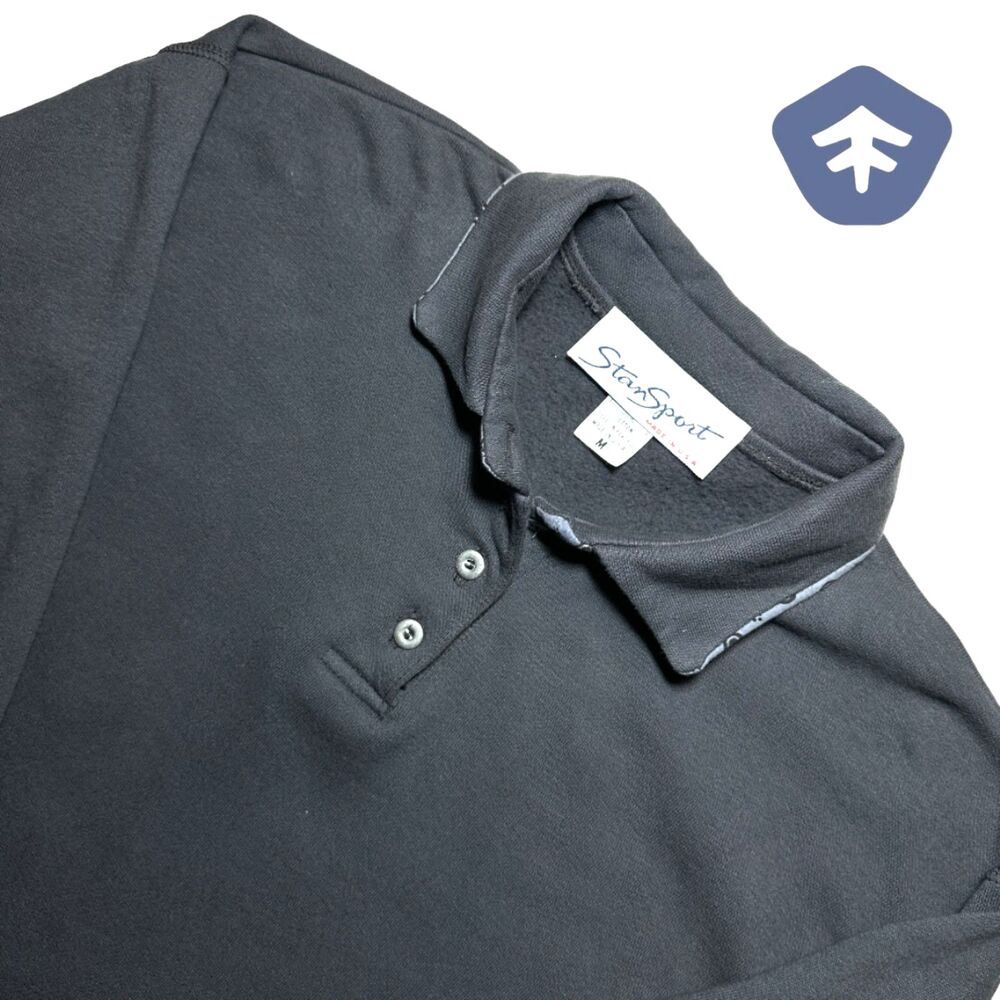 Vintage 80s Stansport Rugby Polo Fleece USA Made Sz Medium